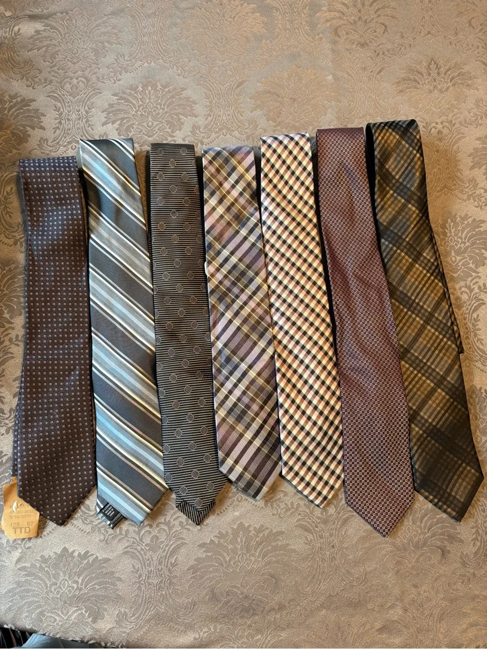 Joseph Abboud Men's Brown, Gray and Cream Patterned Tie Set